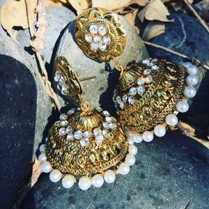 COPY - Golden Light Weight Jhumka Earrings